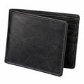 Portefeuille pliant 11.5 x 9.5 x 2 cm en cuir noir avec compartiments pour cartes