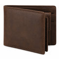 Portefeuille pliant 12 cm en cuir brun avec compartiments pour cartes