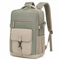 Sac à dos 30 x 18 x 42 cm en tissu synthétique vert kaki et beige à compartiments pour quotidien