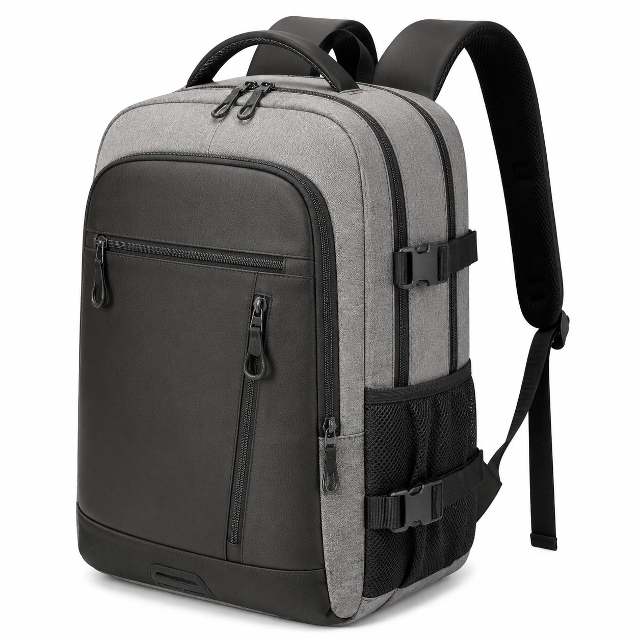 Sac à dos 32 x 18 x 46 cm en tissu synthétique gris noir pour ordinateur et voyage multipoches
