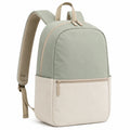 Sac à dos 42 x 29 x 14 cm en polyester vert sauge et beige à compartiments zippés pour quotidien