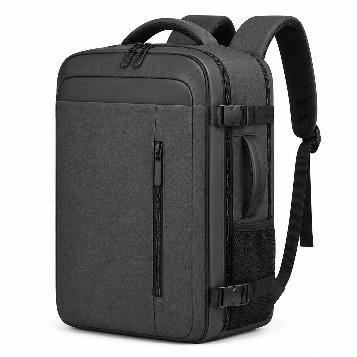 Sac à dos cabine 50 x 32 x 20 cm en polyester noir avec compartiments zippés