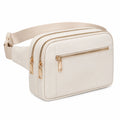 Sac banane 23 x 7 x 15 cm en similicuir blanc avec poches zippées