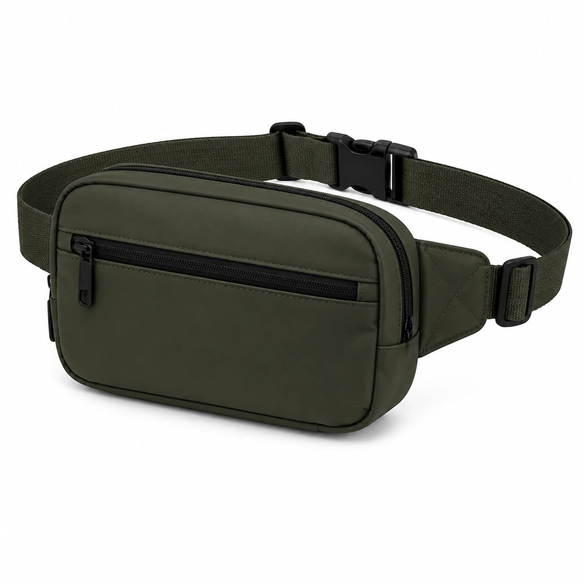 Sac banane 22 x 14 x 6 cm en textile synthétique vert kaki pour quotidien - fermeture zippée