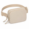 Sac banane 20 x 14 x 6 cm beige en textile à double compartiment réglable