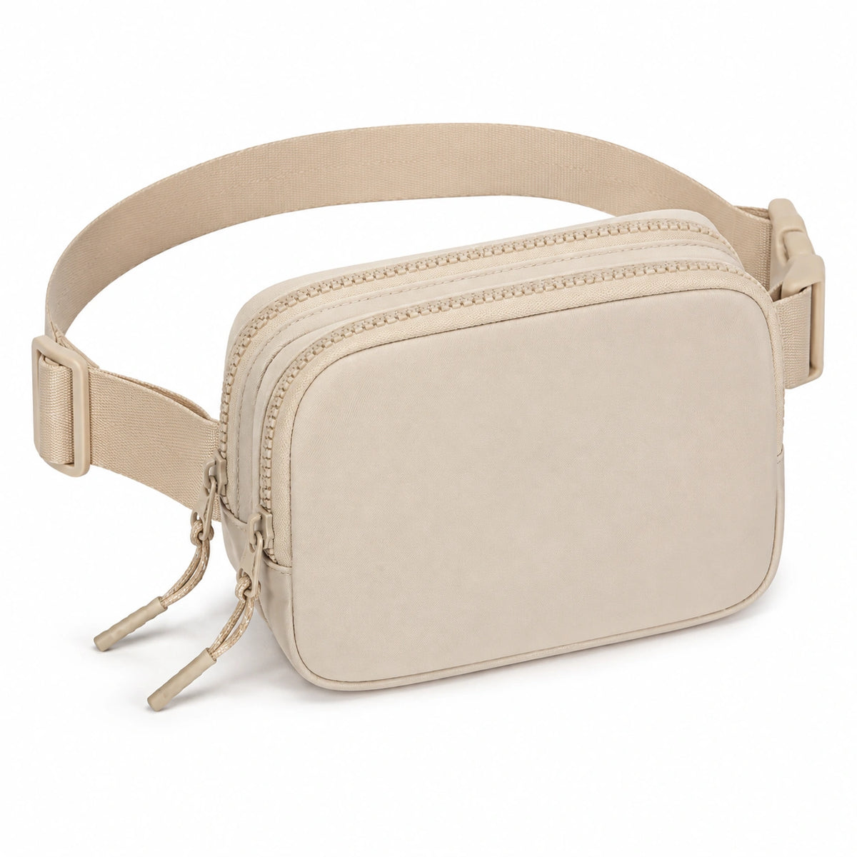 Sac banane 20 x 14 x 6 cm beige en textile à double compartiment réglable