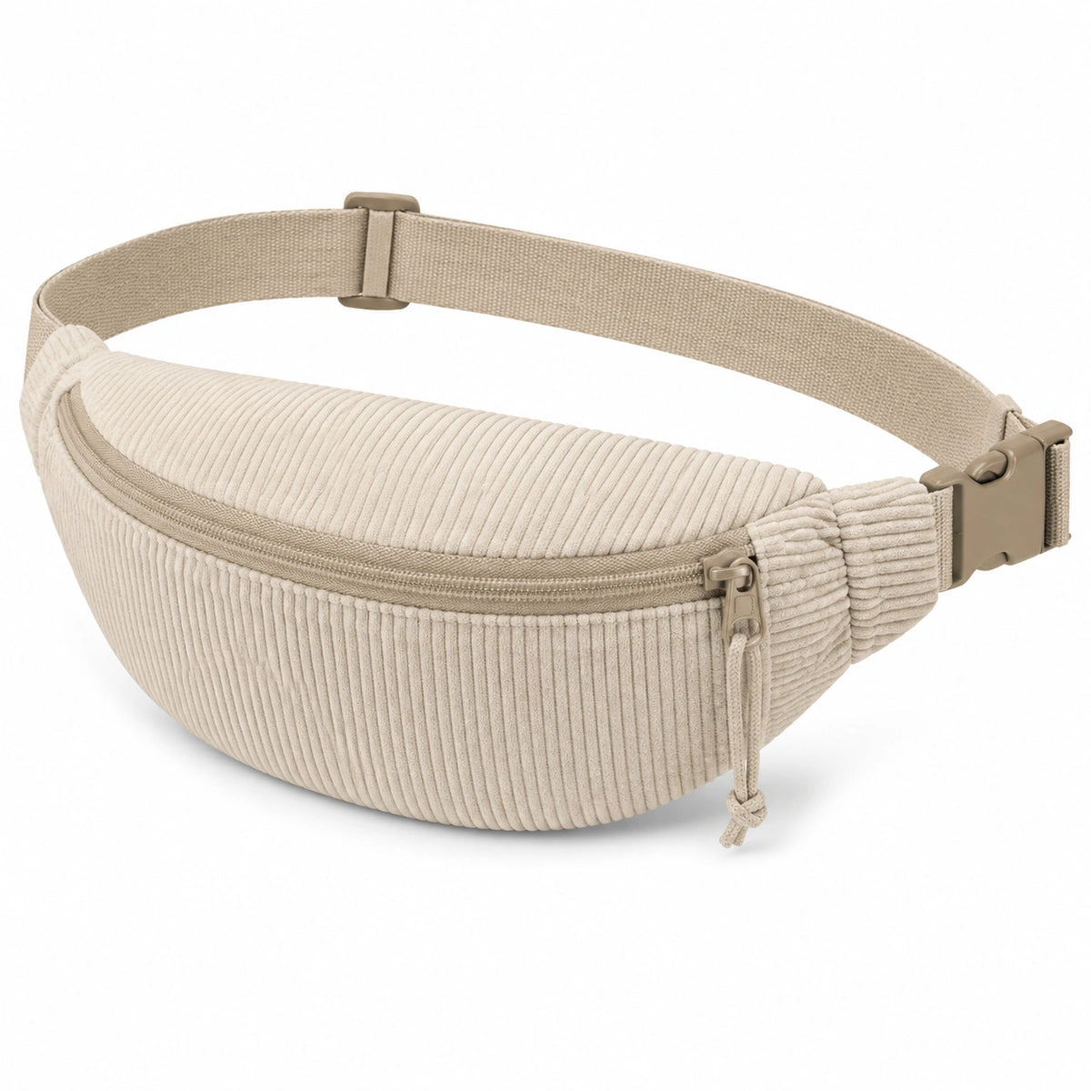 Sac banane taille unique en velours côtelé beige avec sangle réglable