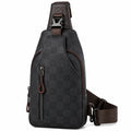 Sac bandoulière 17 x 7 x 30 cm en similicuir noir et marron - rangement urbain