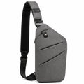 Sac bandoulière 17 x 8 x 31 cm en tissu gris à poches zippées style urbain