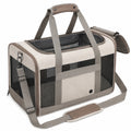 Sac de transport pour animaux 50 cm en polyester beige et taupe avec panneaux en maille