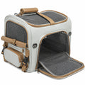 Sac de transport pour animal 45 x 30 x 30 cm en tissu gris et beige avec maille respirante pliable