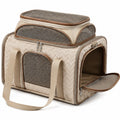 Sac de transport pour animaux 45 x 30 x 35 cm beige et marron en textile matelassé avec aérations