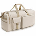 Sac de voyage 50 cm en similicuir beige à compartiments multiples