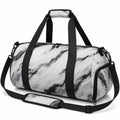 Sac de voyage 50 x 25 x 28 cm en textile synthétique blanc gris noir à motif marbré avec bandoulière