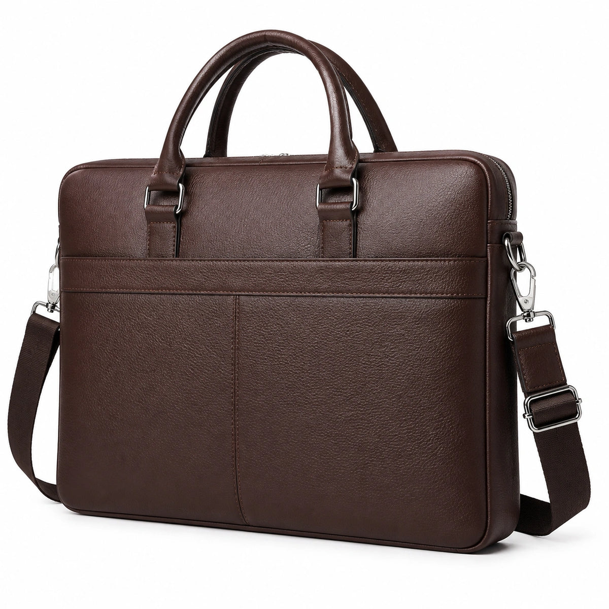 Sacoche ordinateur 40 cm en similicuir marron à bandoulière