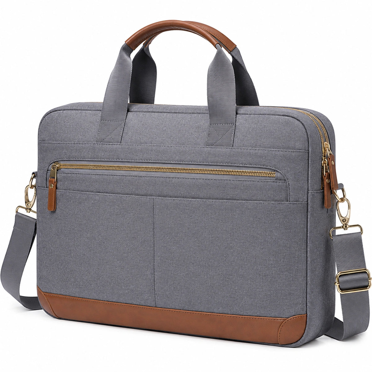 Sacoche ordinateur portable 40 x 30 x 8 cm en polyester gris marron avec bandoulière réglable
